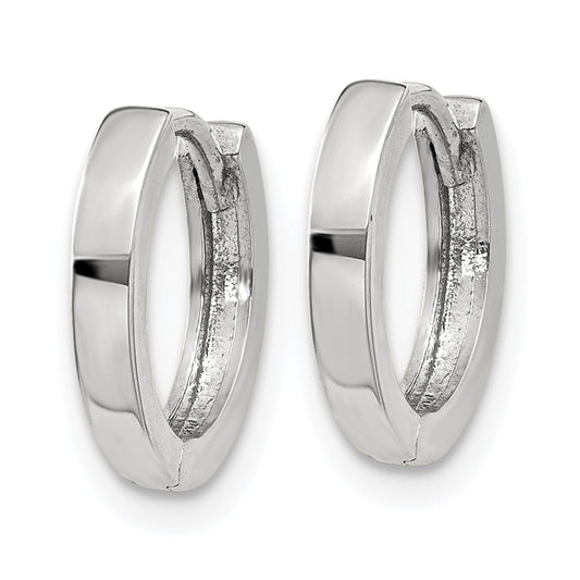 14K White Gold Round Hinged Hoop Earrings