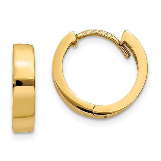 14K Yellow Gold Round Hinged Hoop Earrings