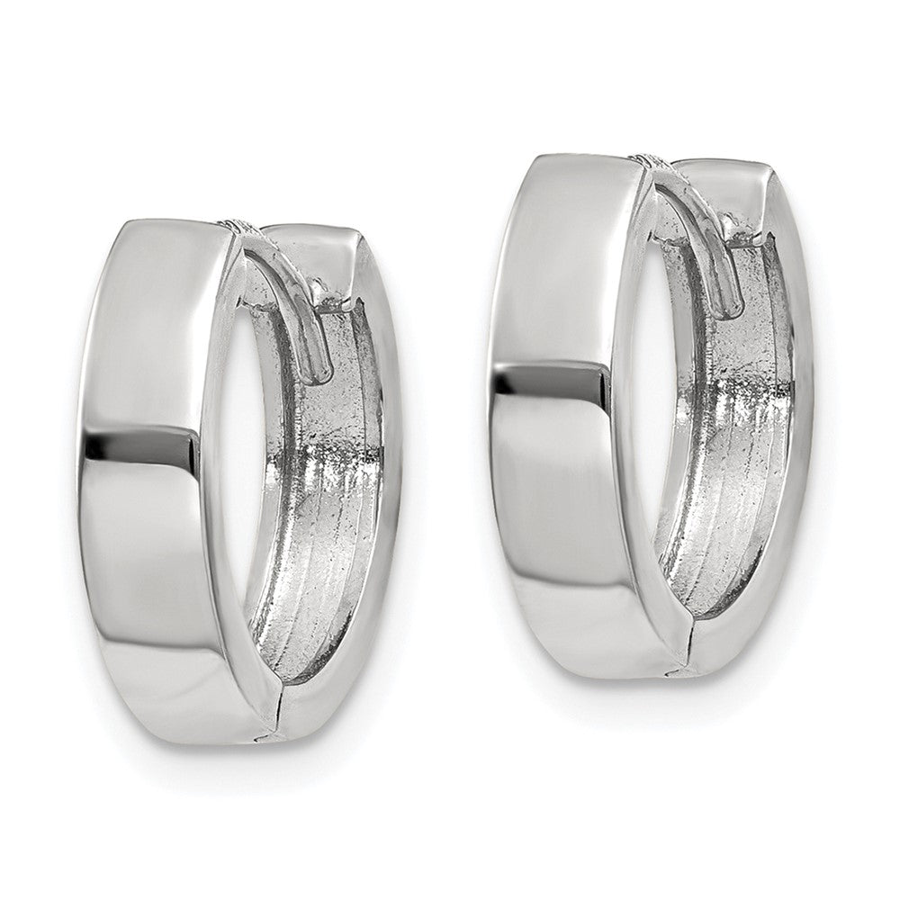 14K White Gold Round Hinged Hoop Earrings