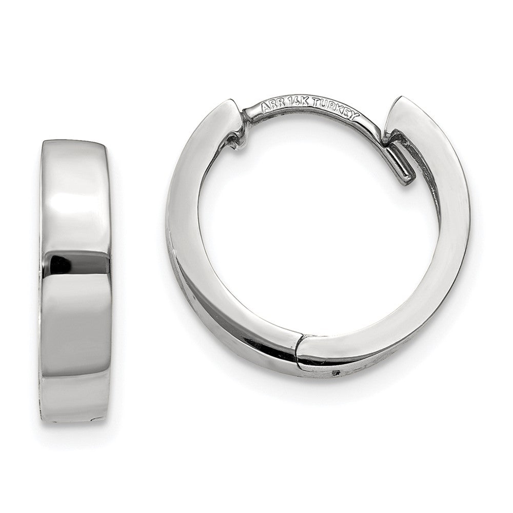 14K White Gold Round Hinged Hoop Earrings