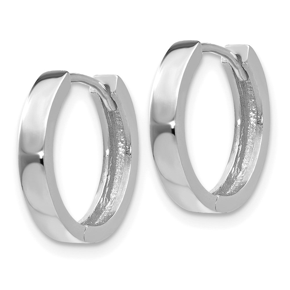 14K White Gold Round Hinged Hoop Earrings