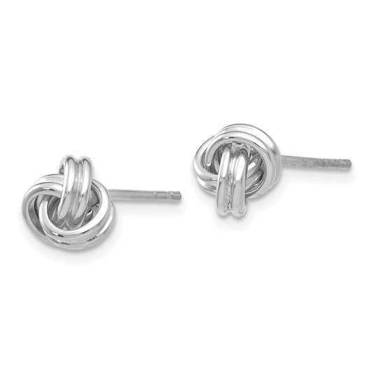 14K White Gold Polished Love Knot Post Earrings