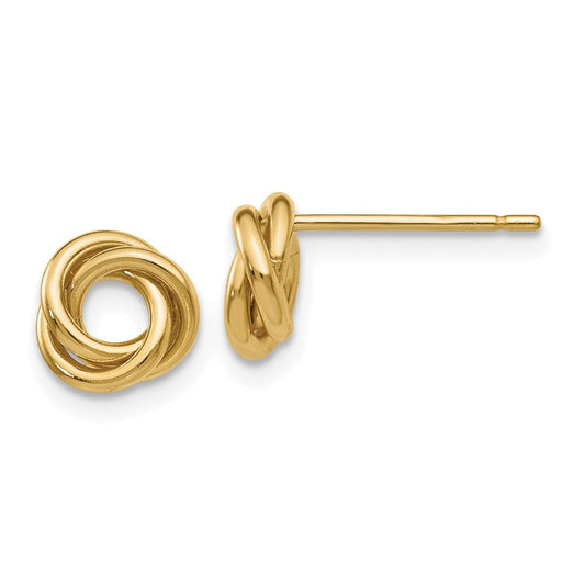 14K Yellow Gold Polished Knot Post Earrings