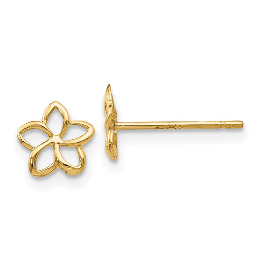 14K Yellow Gold Plumeria Post Earrings