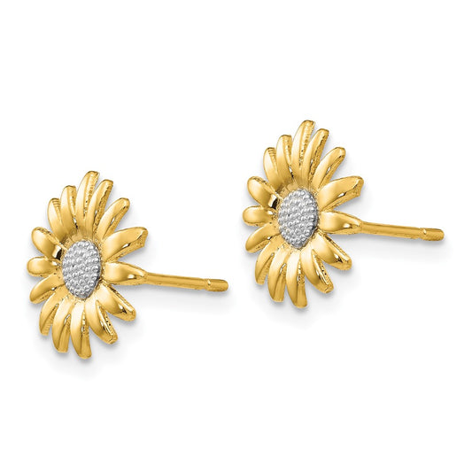 14K Two-Tone Gold Mini Daisy Post Earrings