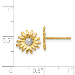 14K Two-Tone Gold Mini Daisy Post Earrings