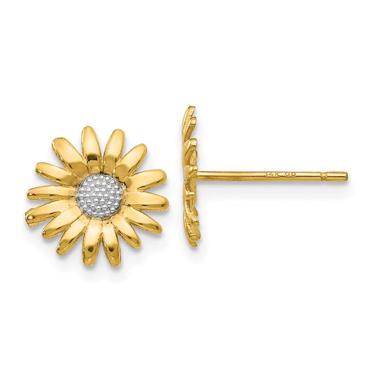 14K Two-Tone Gold Mini Daisy Post Earrings