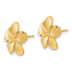 14K Yellow Gold Plumeria French Wire Earrings