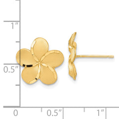 14K Yellow Gold Plumeria French Wire Earrings