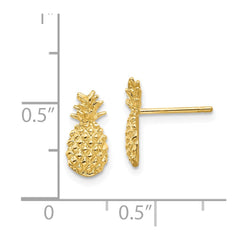 14K Yellow Gold Polished and Textured Pineapple Post Earrings