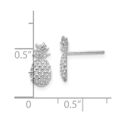 14K White Gold Polished and Textured Pineapple Post Earrings