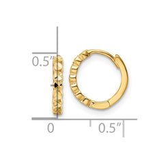 14K Yellow Gold Diamond-cut 2x12mm Hinged Hoop Earrings
