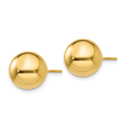 14K Yellow Gold Polished 10mm Ball Post Earrings