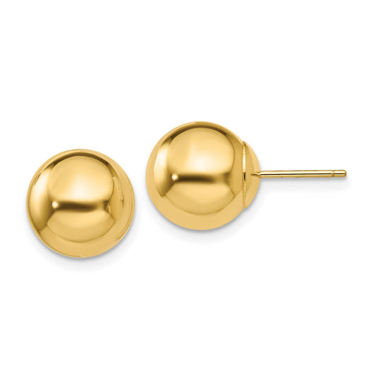 14K Yellow Gold Polished 10mm Ball Post Earrings