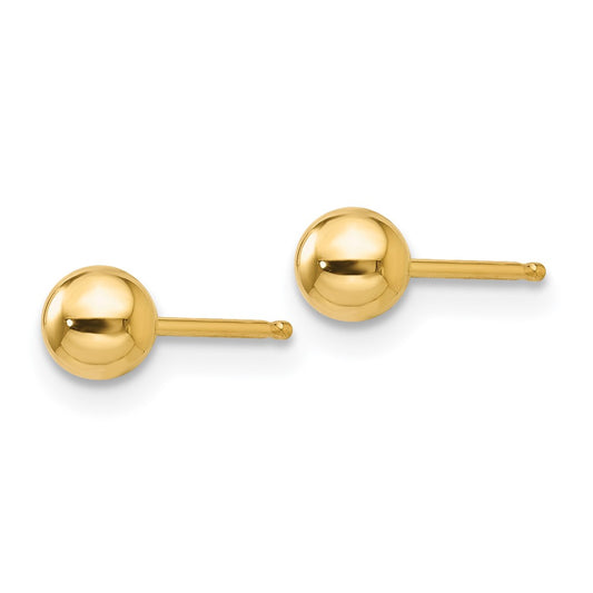 14K Yellow Gold Polished 4mm Ball Post Earrings