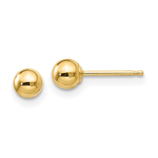 14K Yellow Gold Polished 4mm Ball Post Earrings