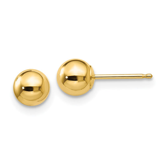 14K Yellow Gold Polished 5mm Ball Post Earrings