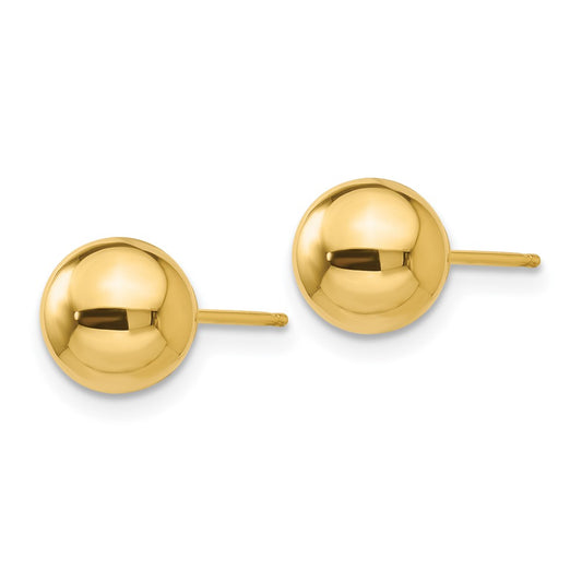 14K Yellow Gold Polished 7mm Ball Post Earrings