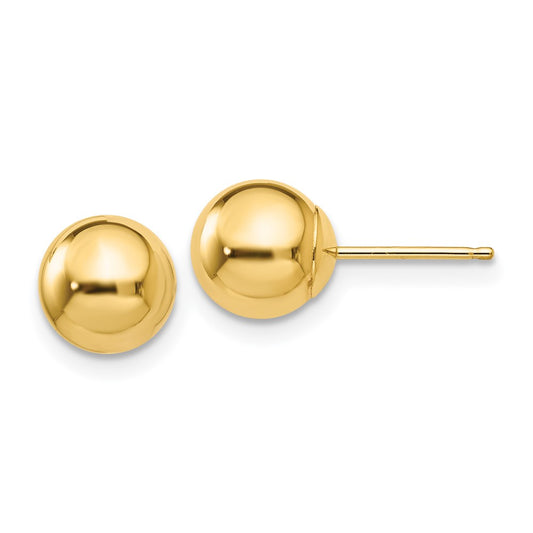 14K Yellow Gold Polished 7mm Ball Post Earrings