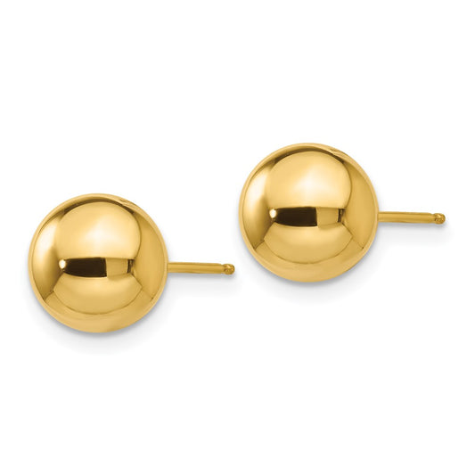 14K Yellow Gold Polished 8mm Ball Post Earrings