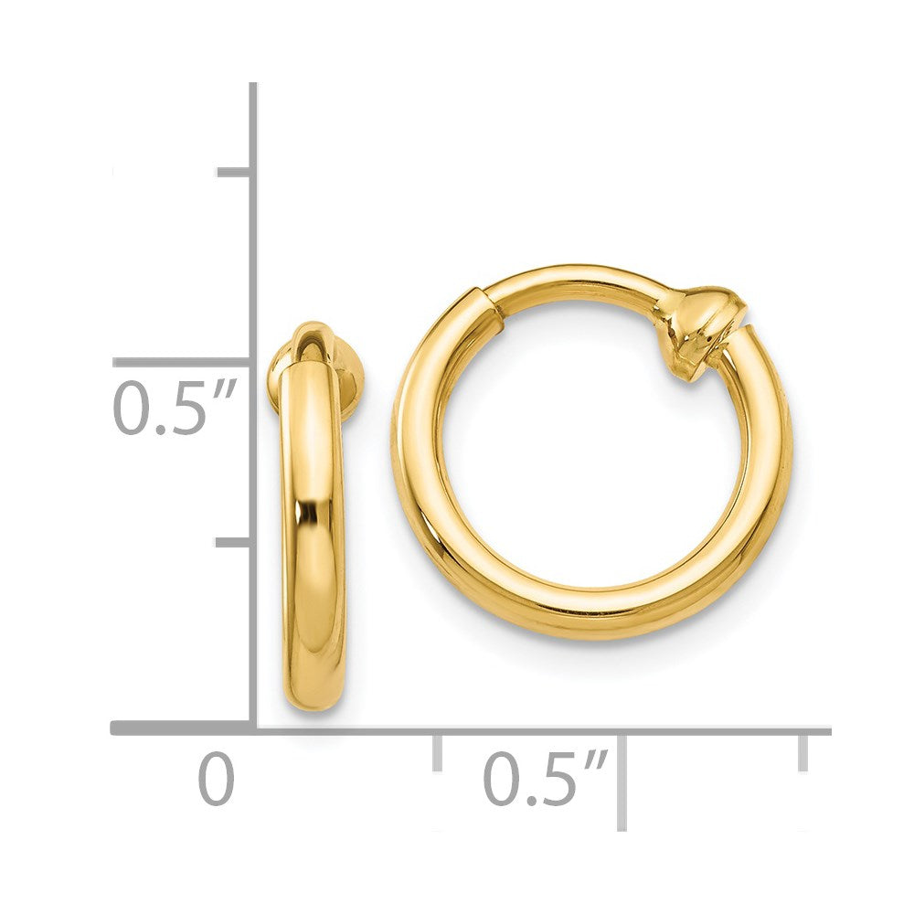 14K Yellow Gold Non-Pierced Hoop Earrings