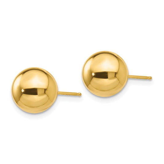 14K Yellow Gold Polished 9mm Ball Post Earrings