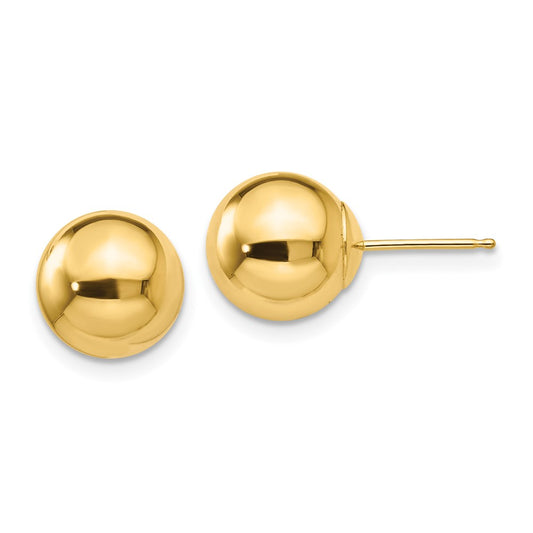 14K Yellow Gold Polished 9mm Ball Post Earrings