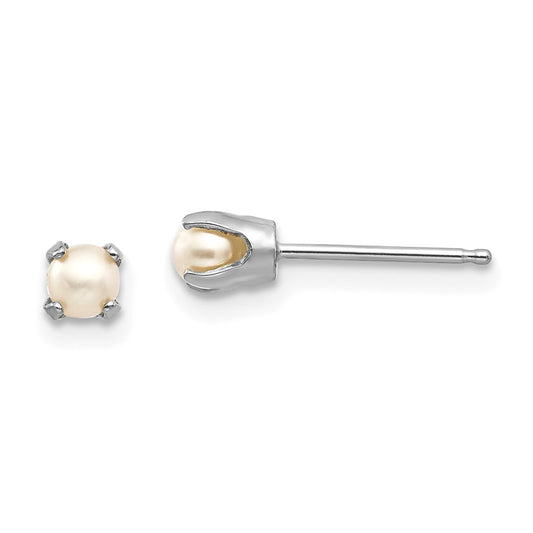 14K White Gold 3.5mm FWC Pearl Stud Earrings