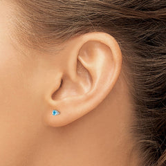 14K White Gold 3mm Blue Topaz Stud Earrings