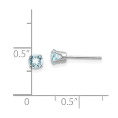 14K White Gold 4mm Aquamarine Stud Earrings