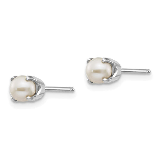 14K White Gold 4mm FWC Pearl Stud Earrings