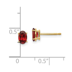 14K Yellow Gold 4mm Round Bezel January Garnet Stud Earrings