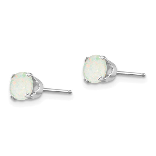 14K White Gold 5mm Opal Stud Earrings
