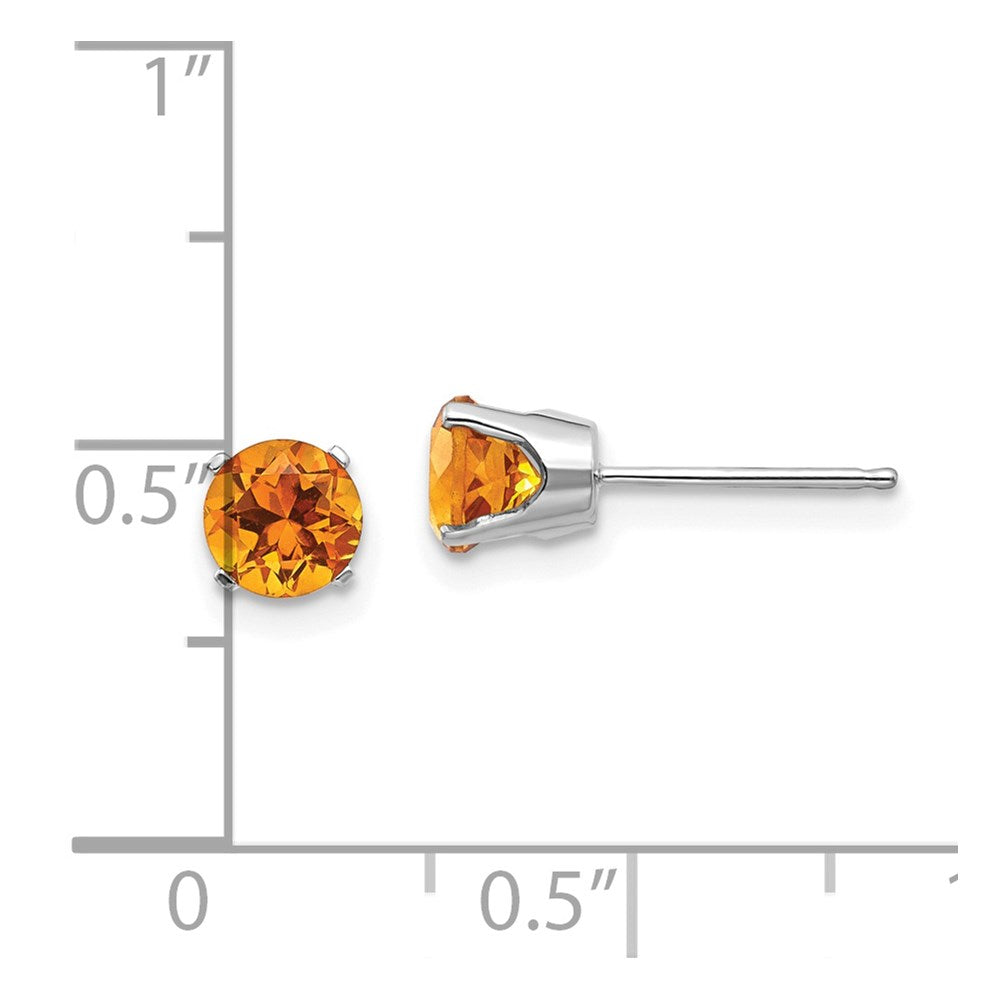 14K White Gold 5mm Citrine Stud Earrings