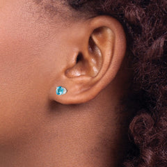 14K White Gold 5mm Blue Topaz Stud Earrings