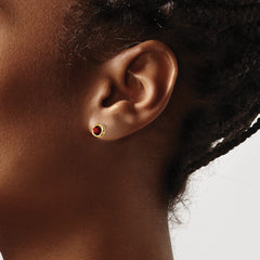 14K Yellow Gold 5mm Bezel Garnet Stud Earrings