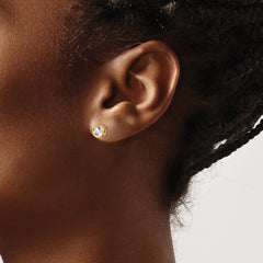 14K Yellow Gold 5mm Bezel White Topaz Stud Earrings