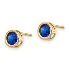 14K Yellow Gold 5mm Bezel Sapphire Stud Earrings