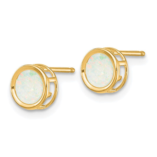 14K Yellow Gold 5mm Bezel Opal Stud Earrings