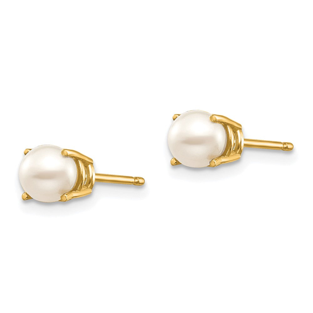 14K Yellow Gold 4.5mm Round June FWC Pearl Post Earrings
