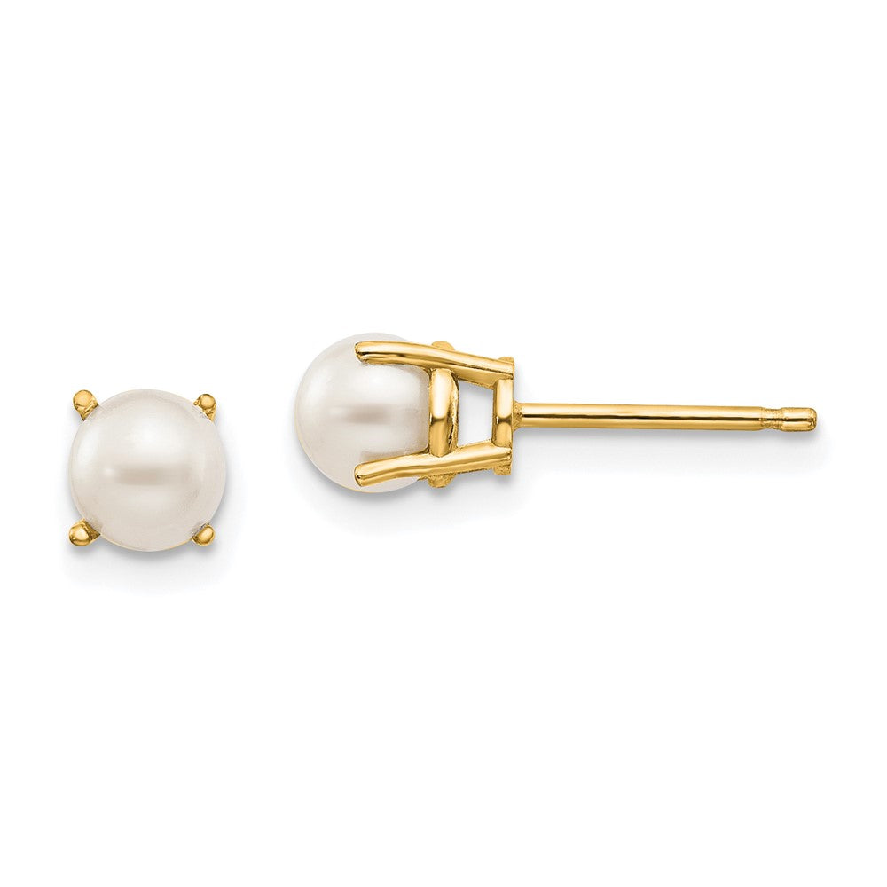 14K Yellow Gold 4.5mm Round June FWC Pearl Post Earrings