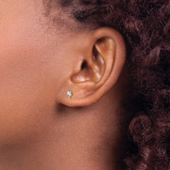 14K Yellow Gold Diamond & White Topaz Birthstone Earrings