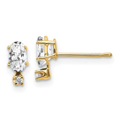 14K Yellow Gold Diamond & White Topaz Birthstone Earrings