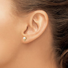 14K Yellow Gold Diamond & FWC Pearl Birthstone Earrings
