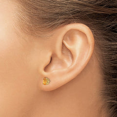14K Yellow Gold 6x4mm November Citrine Stud Earrings