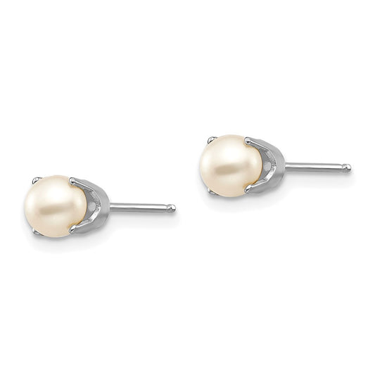 14K White Gold 5mm FWC Pearl Stud Earrings