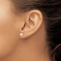 14K White Gold 5mm FWC Pearl Stud Earrings