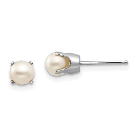 14K White Gold 5mm FWC Pearl Stud Earrings