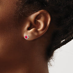 14K White Gold 5mm Bezel Ruby Stud Earrings