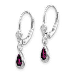 14K White Gold 6x4mm Rhodolite Garnet June Earrings